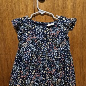 3T Girls Jumping Beans Navy Floral Ruffle Sleeve Dress